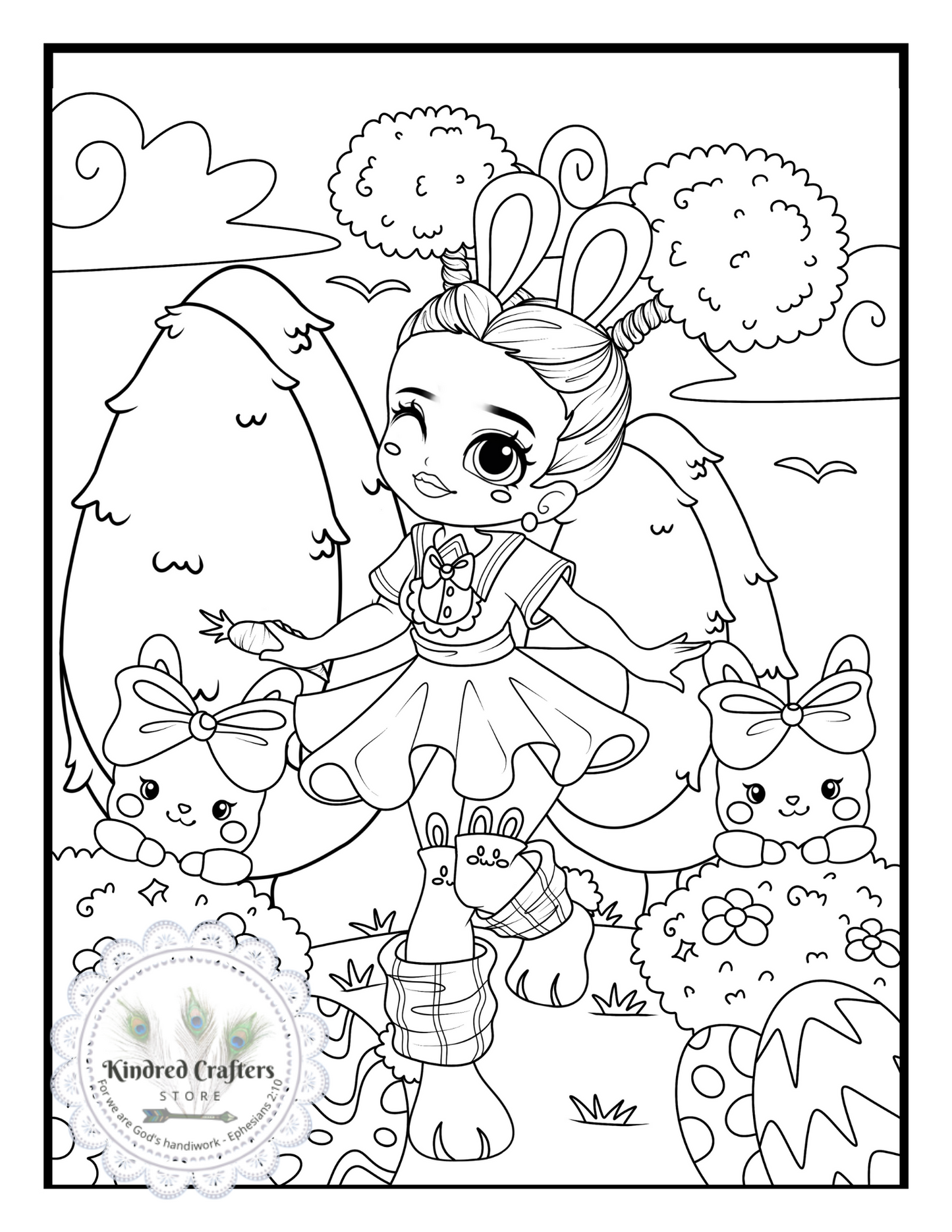 GIRLIE-GIRL EASTER BUNNY COLORING BOOK