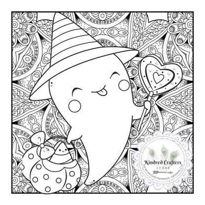 GNOMES, WITCHES, AND GHOSTS, OH MY . . .  A WHIMSICAL MANDALA MEETS HALLOWEEN COLORING BOOK