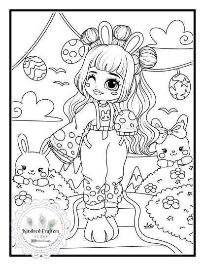 GIRLIE-GIRL EASTER BUNNY COLORING BOOK