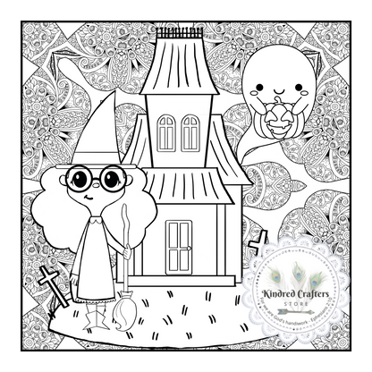 GNOMES, WITCHES, AND GHOSTS, OH MY . . .  A WHIMSICAL MANDALA MEETS HALLOWEEN COLORING BOOK